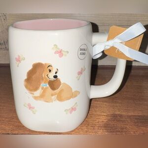 🥰Rae Dunn Disney Lady & The Tramp A LITTLE CLASS & SASS Pastel Pink Interior Mug